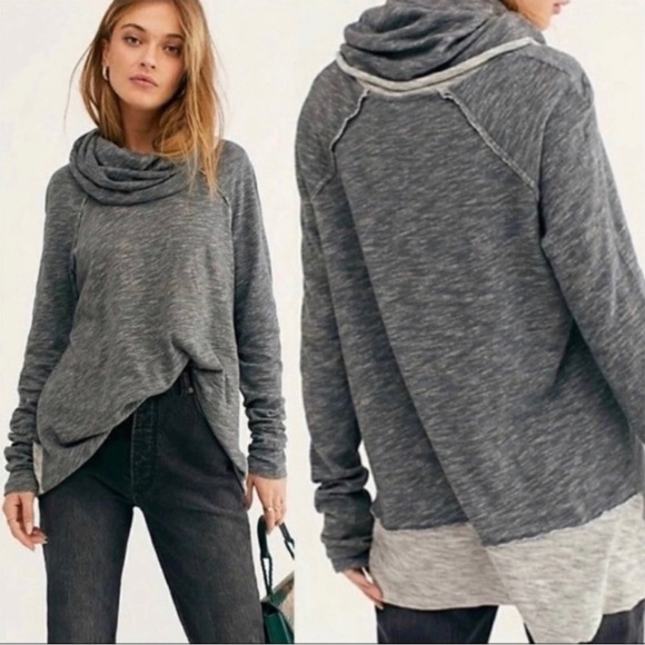 Free People Sweaters - Free people beach cocoon cowl neck pullover heathered gray one body s/m